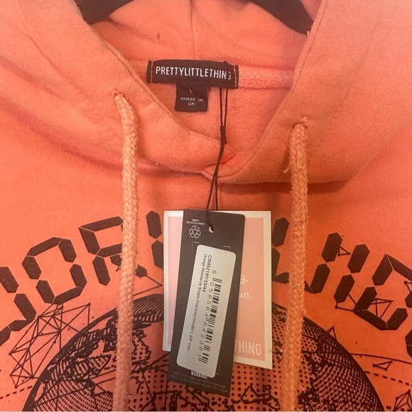 Pretty little thing orange worldwide slogan oversized hoodie - Picture 5 of 7